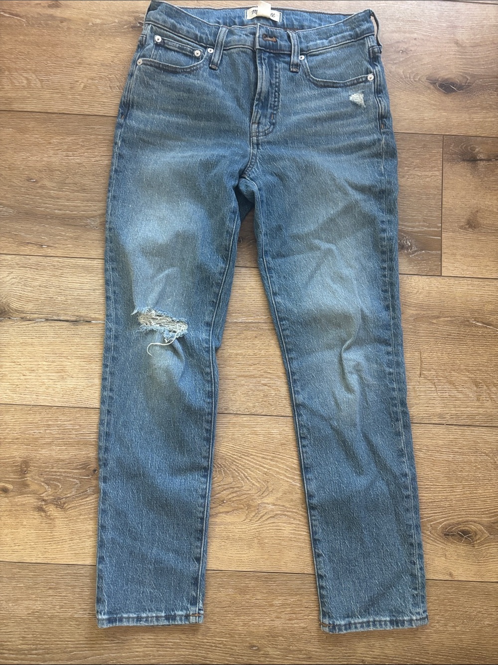Madewell Mid Rise Perfect Vintage Jeans Straight-Leg Distressed